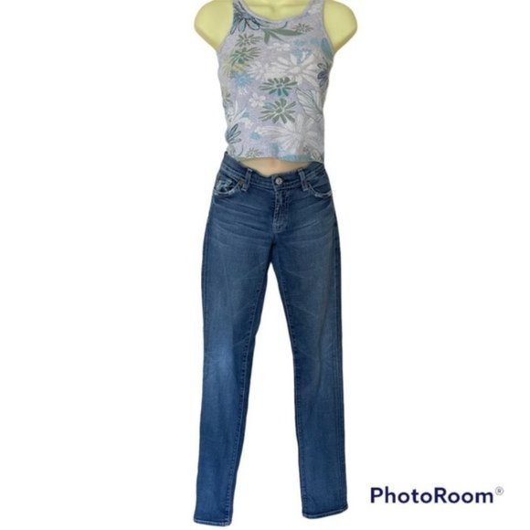 7 For All Mankind Roxanne Casual Retro Skinny Mid Rise Denim Blue Jeans. Size 27 - Picture 1 of 10